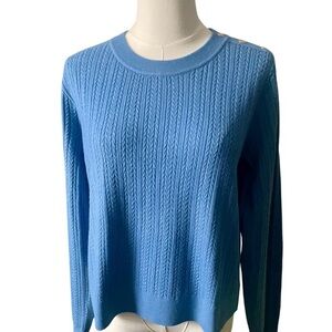 Michael Kors Classic Cable-Knit Crewneck Sweater - Blue, Size M, NWT
